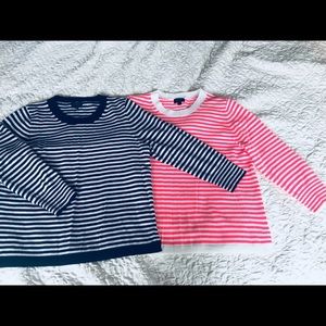 Jcrew pair of striped italian cashmere sweaters